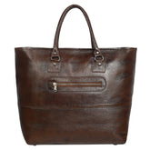Fifth Avenue Leather Tote Bag Dark Brown